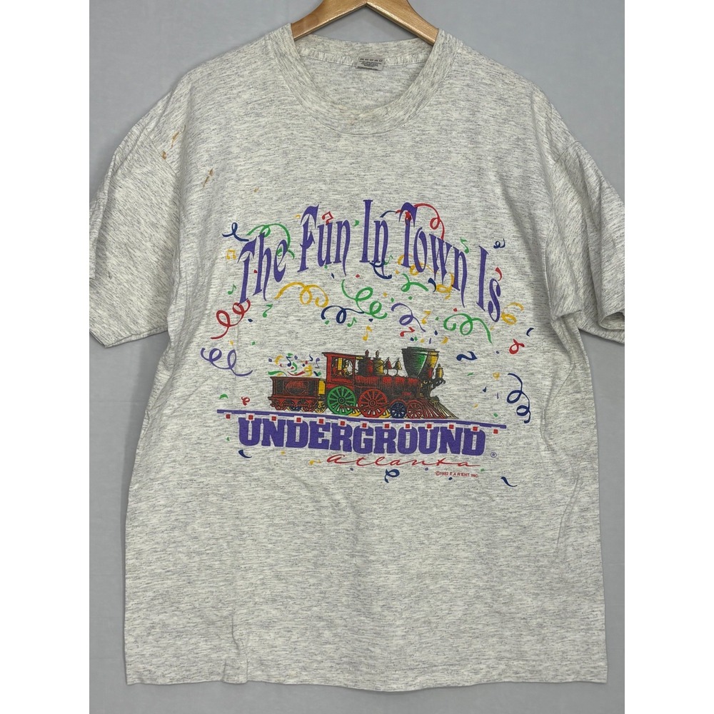 Atlanta Shirt Fun‎ In Town Underground Mens Gray XL Vintage 90's Fruit The Loom